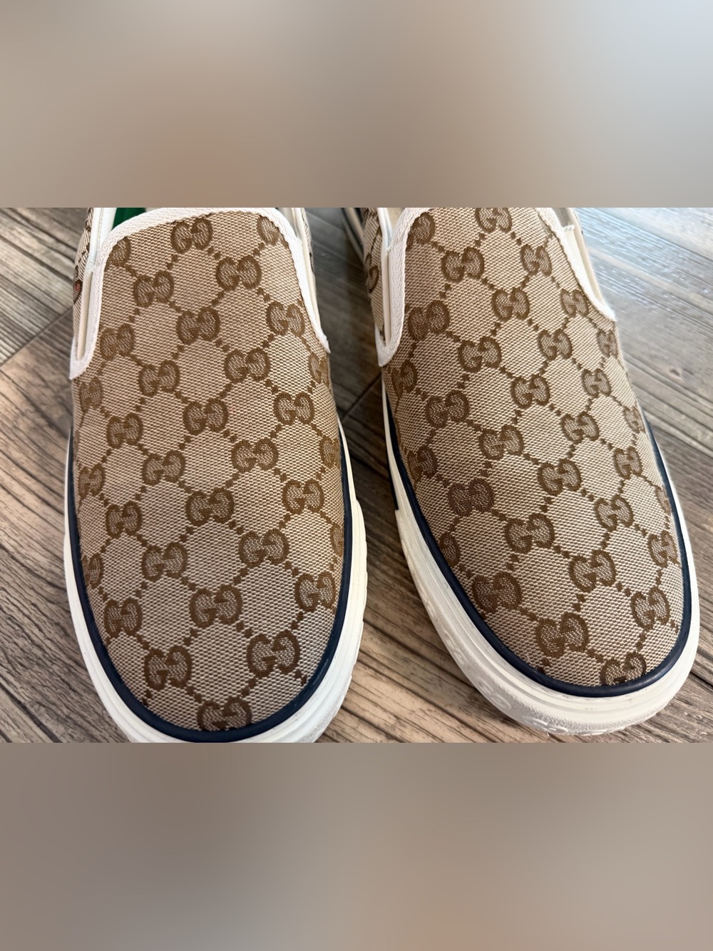 Gucci Beige/Brown GG Canvas Slip-On Sneakers - Picture 5 of 9